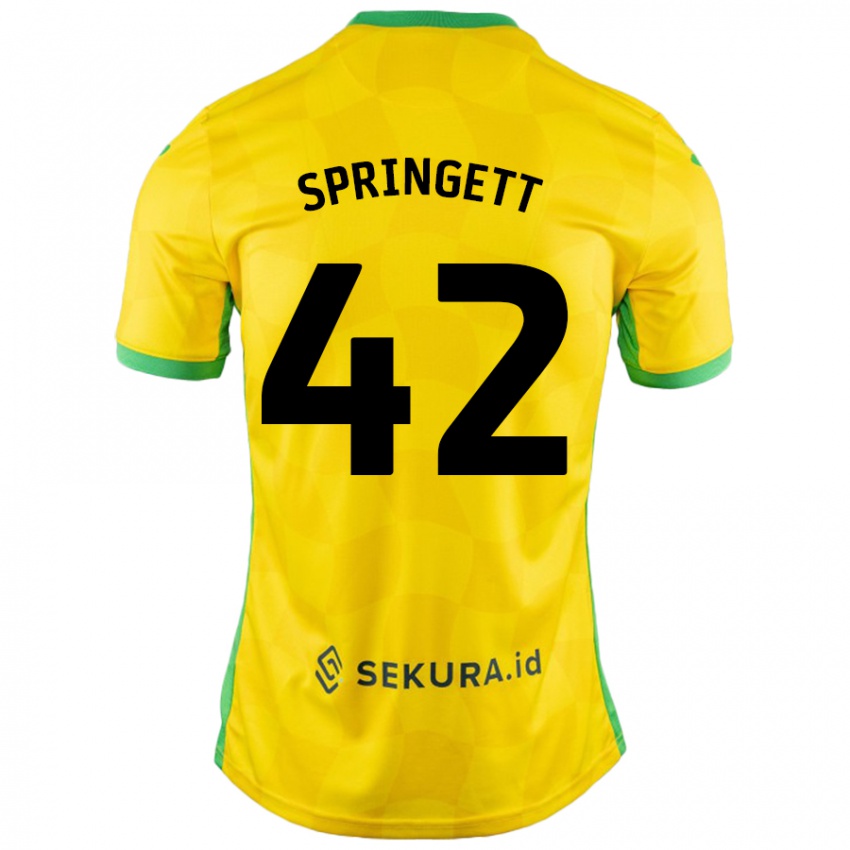 Niño Camiseta Tony Springett #42 Amarillo Verde 1ª Equipación 2024/25 La Camisa Chile