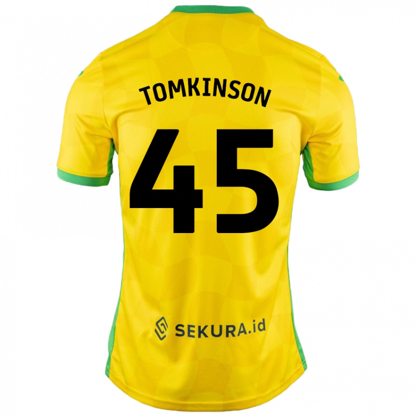 Niño Camiseta Jonathan Tomkinson #45 Amarillo Verde 1ª Equipación 2024/25 La Camisa Chile