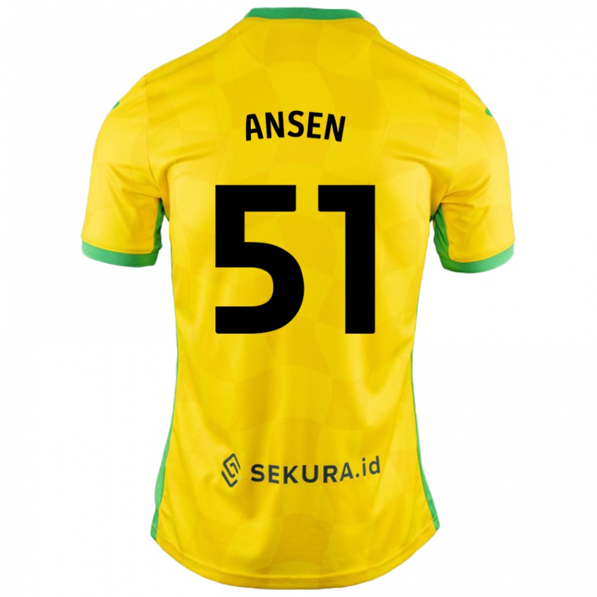 Niño Camiseta Caleb Ansen #51 Amarillo Verde 1ª Equipación 2024/25 La Camisa Chile