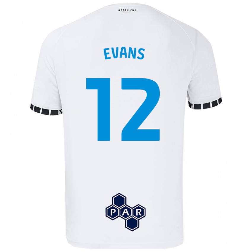 Niño Camiseta Ched Evans #12 Blanco 1ª Equipación 2024/25 La Camisa Chile