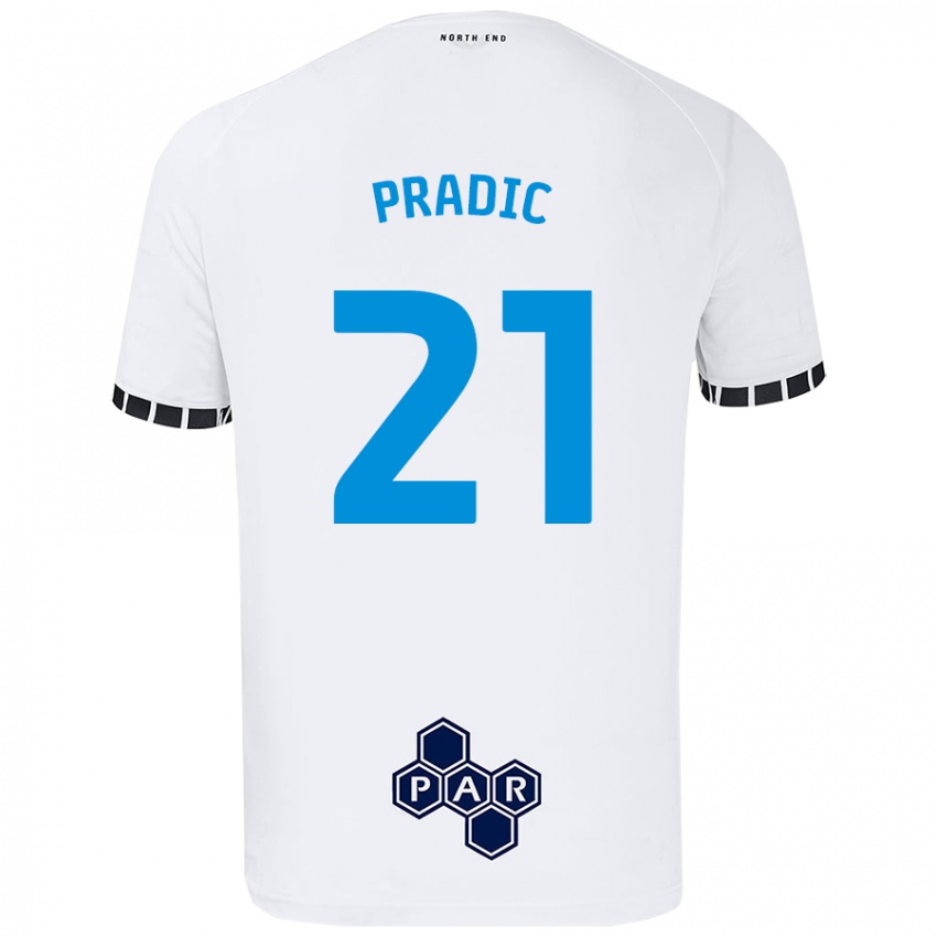 Niño Camiseta James Pradic #21 Blanco 1ª Equipación 2024/25 La Camisa Chile