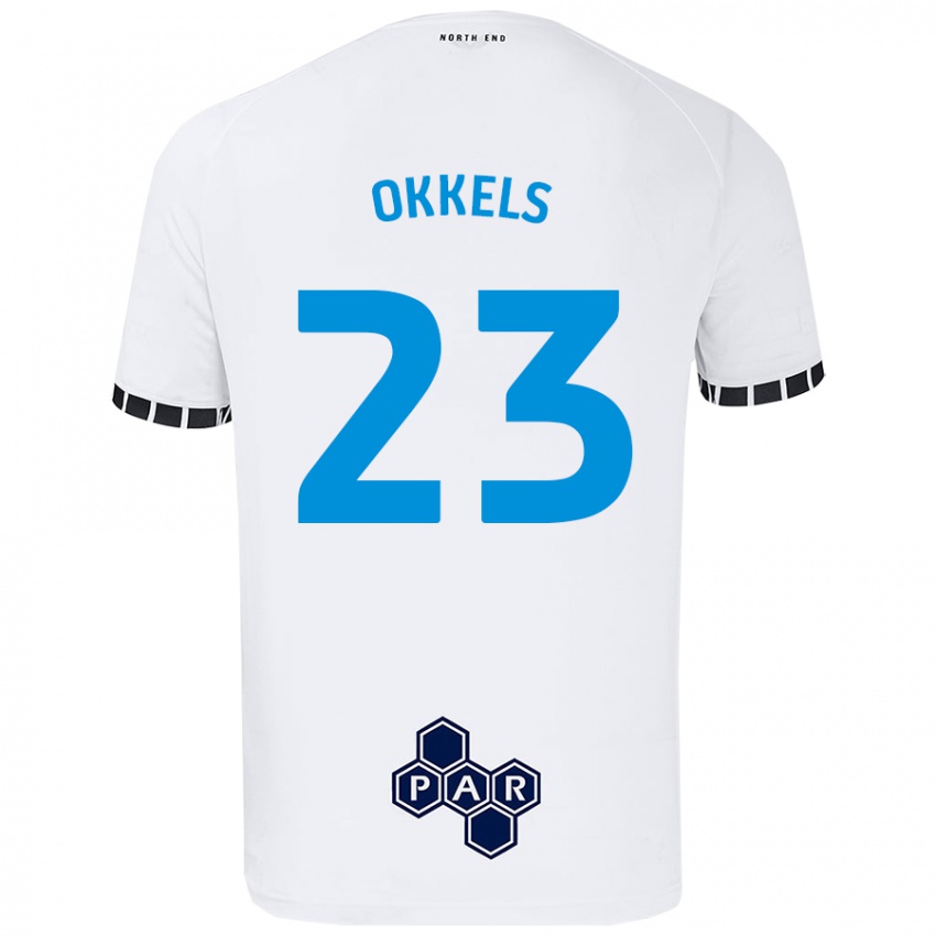 Niño Camiseta Jeppe Okkels #23 Blanco 1ª Equipación 2024/25 La Camisa Chile