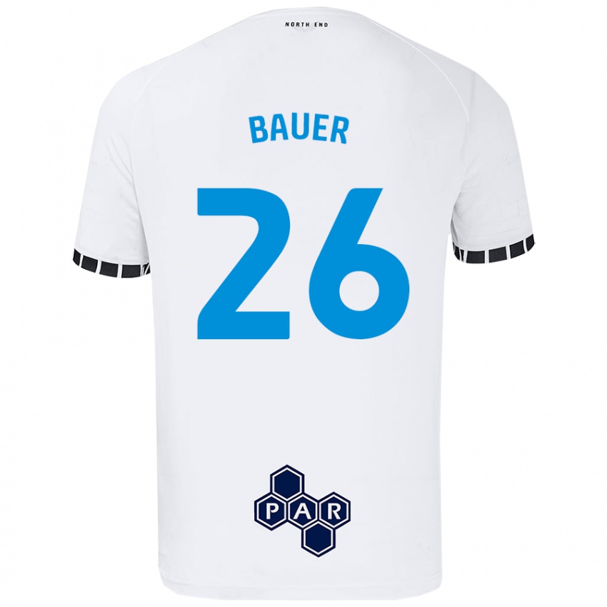 Niño Camiseta Patrick Bauer #26 Blanco 1ª Equipación 2024/25 La Camisa Chile