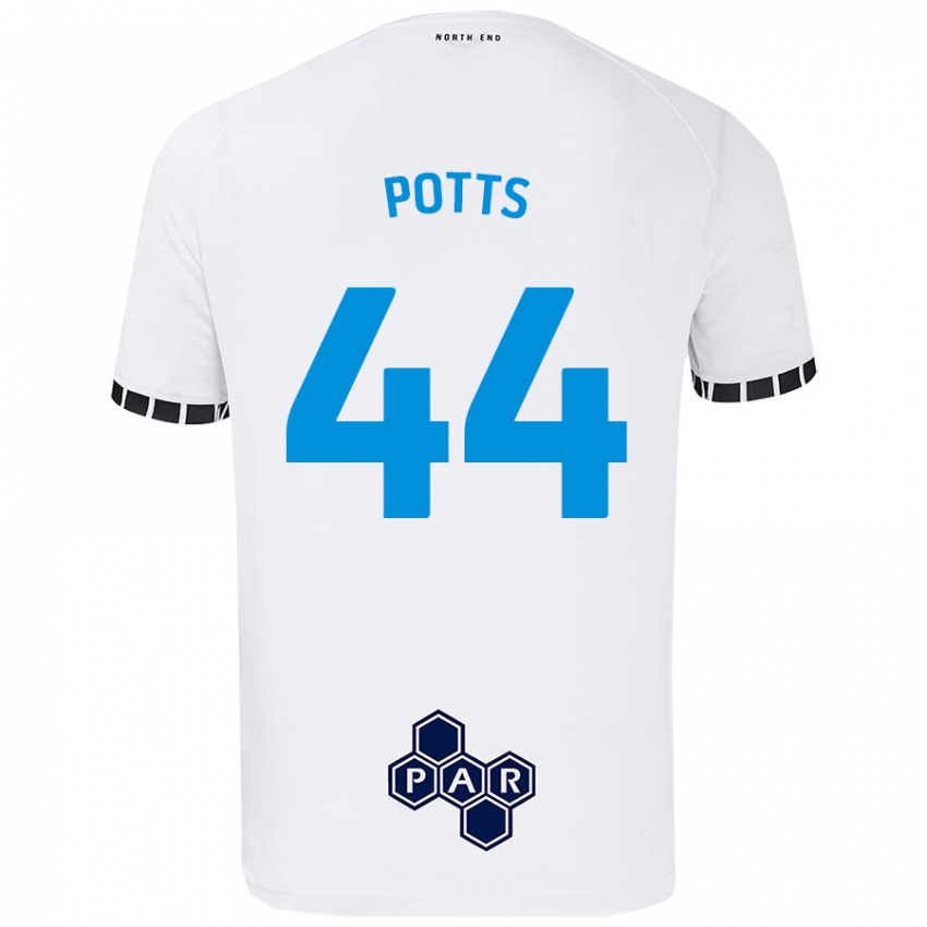 Niño Camiseta Brad Potts #44 Blanco 1ª Equipación 2024/25 La Camisa Chile