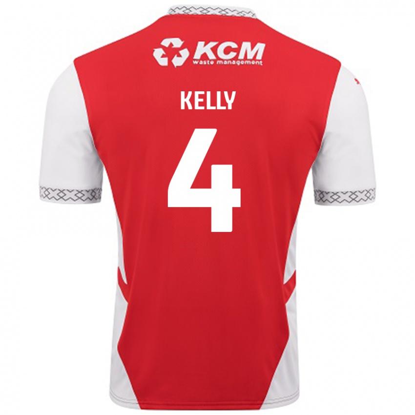 Niño Camiseta Liam Kelly #4 Rojo Blanco 1ª Equipación 2024/25 La Camisa Chile