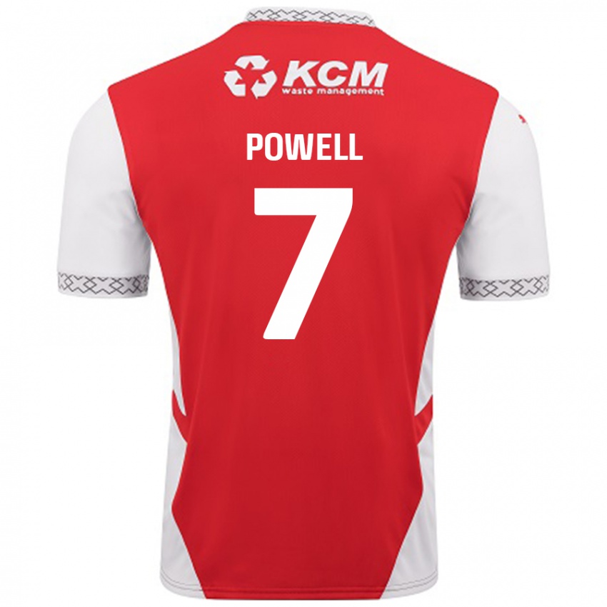 Niño Camiseta Joe Powell #7 Rojo Blanco 1ª Equipación 2024/25 La Camisa Chile