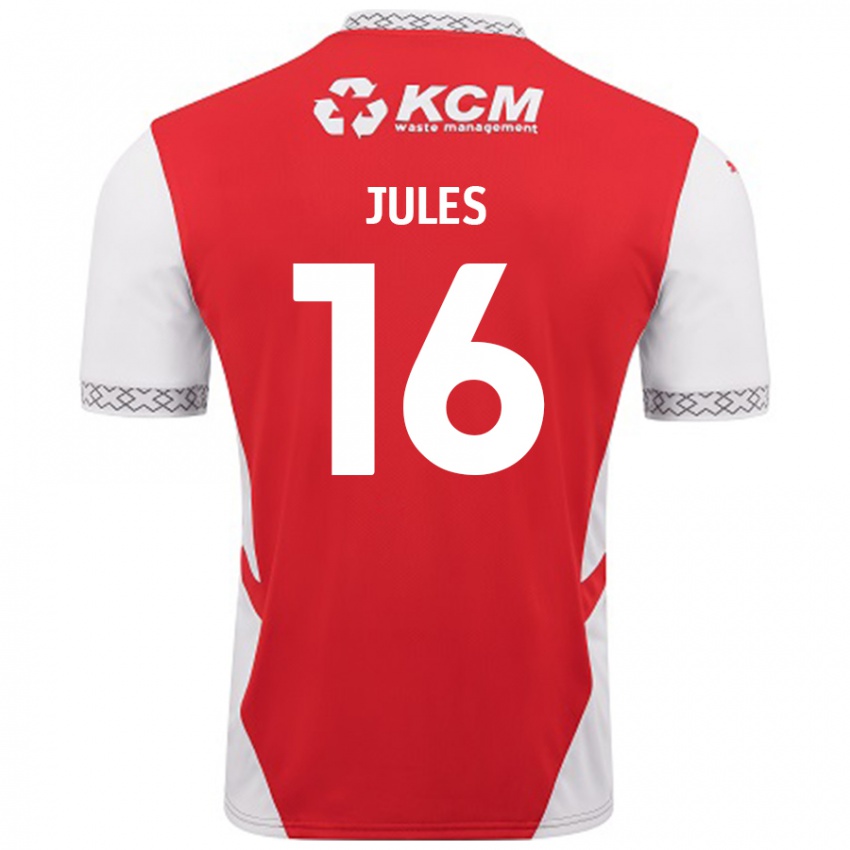 Niño Camiseta Zak Jules #16 Rojo Blanco 1ª Equipación 2024/25 La Camisa Chile