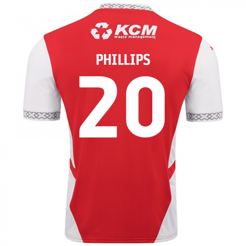 Niño Camiseta Dillon Phillips #20 Rojo Blanco 1ª Equipación 2024/25 La Camisa Chile