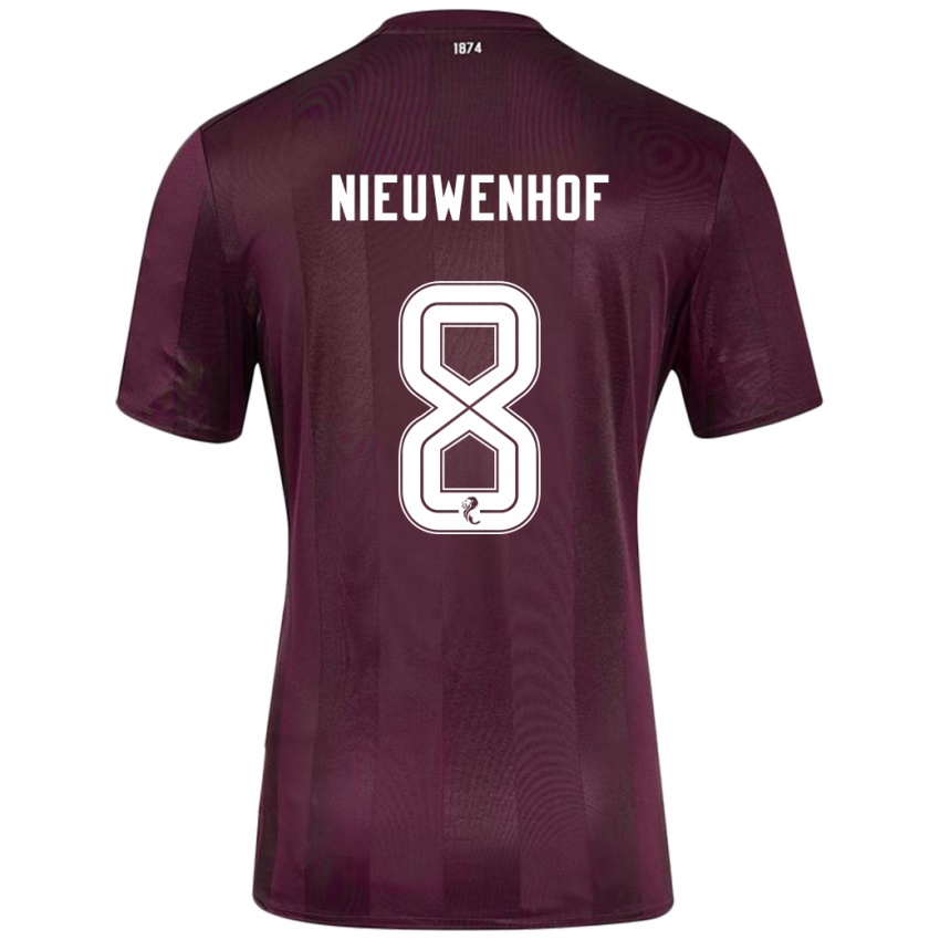 Niño Camiseta Calem Nieuwenhof #8 Borgoña 1ª Equipación 2024/25 La Camisa Chile