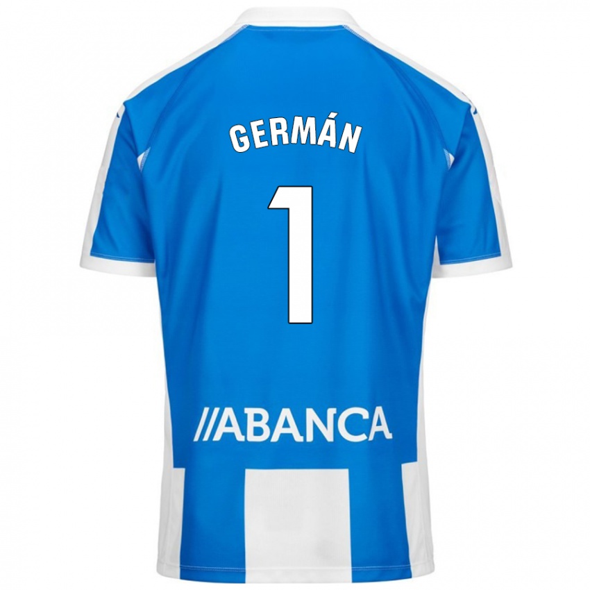 Niño Camiseta Germán Parreño #1 Azul Blanco 1ª Equipación 2024/25 La Camisa Chile