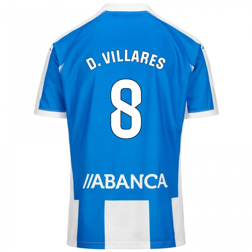 Niño Camiseta Diego Villares #8 Azul Blanco 1ª Equipación 2024/25 La Camisa Chile