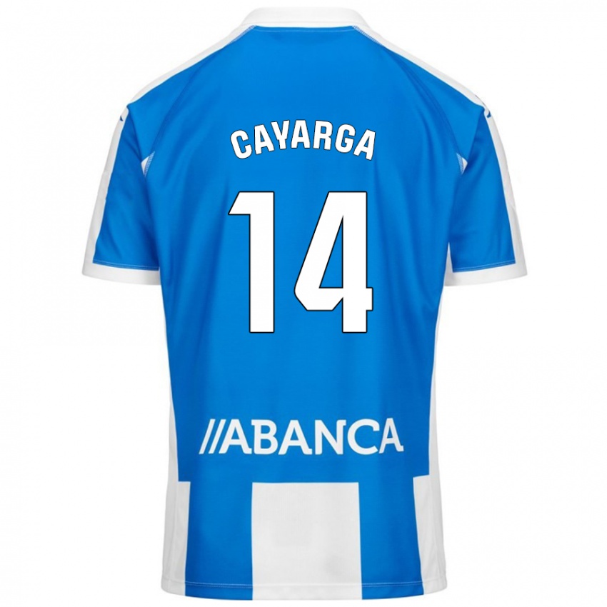 Niño Camiseta Berto Cayarga #14 Azul Blanco 1ª Equipación 2024/25 La Camisa Chile