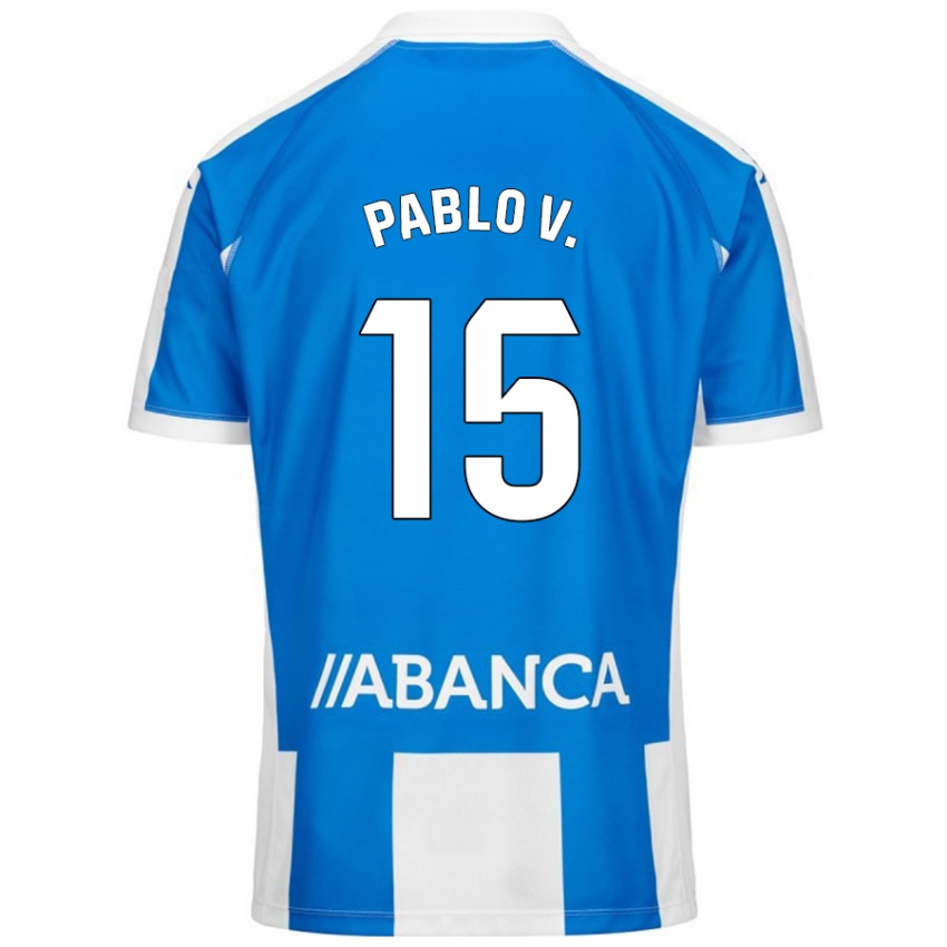 Niño Camiseta Pablo Vázquez #15 Azul Blanco 1ª Equipación 2024/25 La Camisa Chile