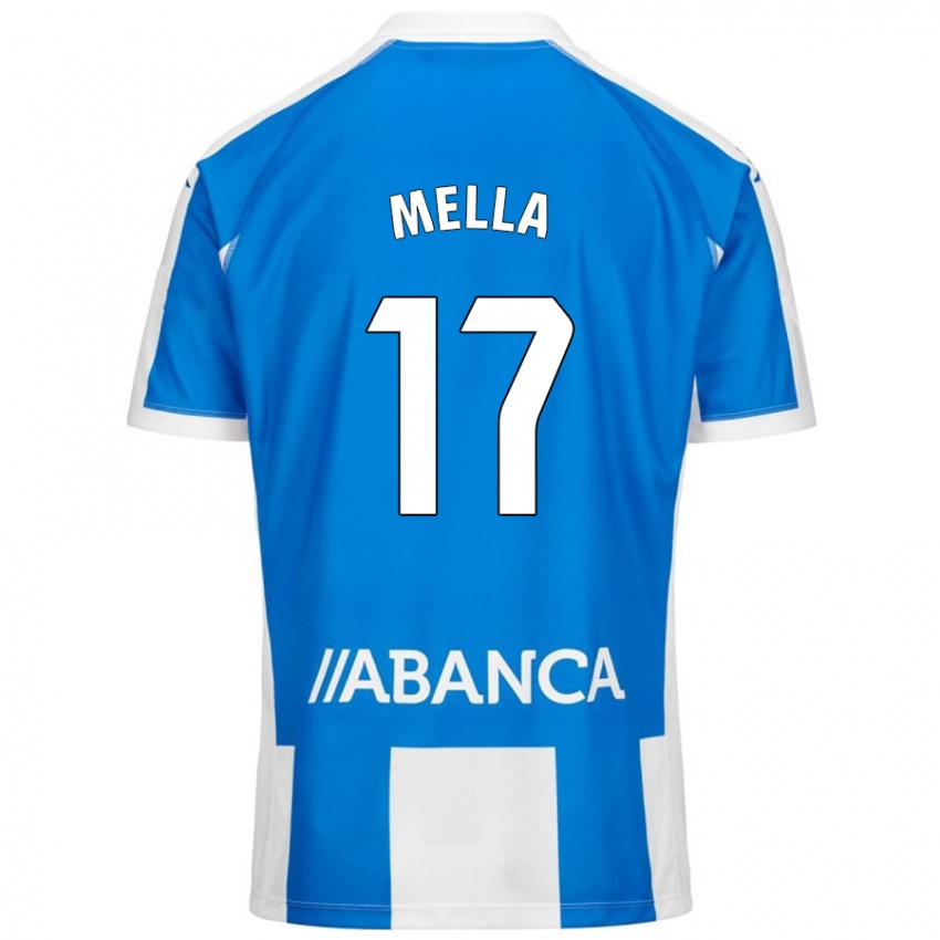 Niño Camiseta David Mella #17 Azul Blanco 1ª Equipación 2024/25 La Camisa Chile