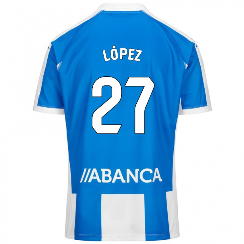 Niño Camiseta Rubén López #27 Azul Blanco 1ª Equipación 2024/25 La Camisa Chile