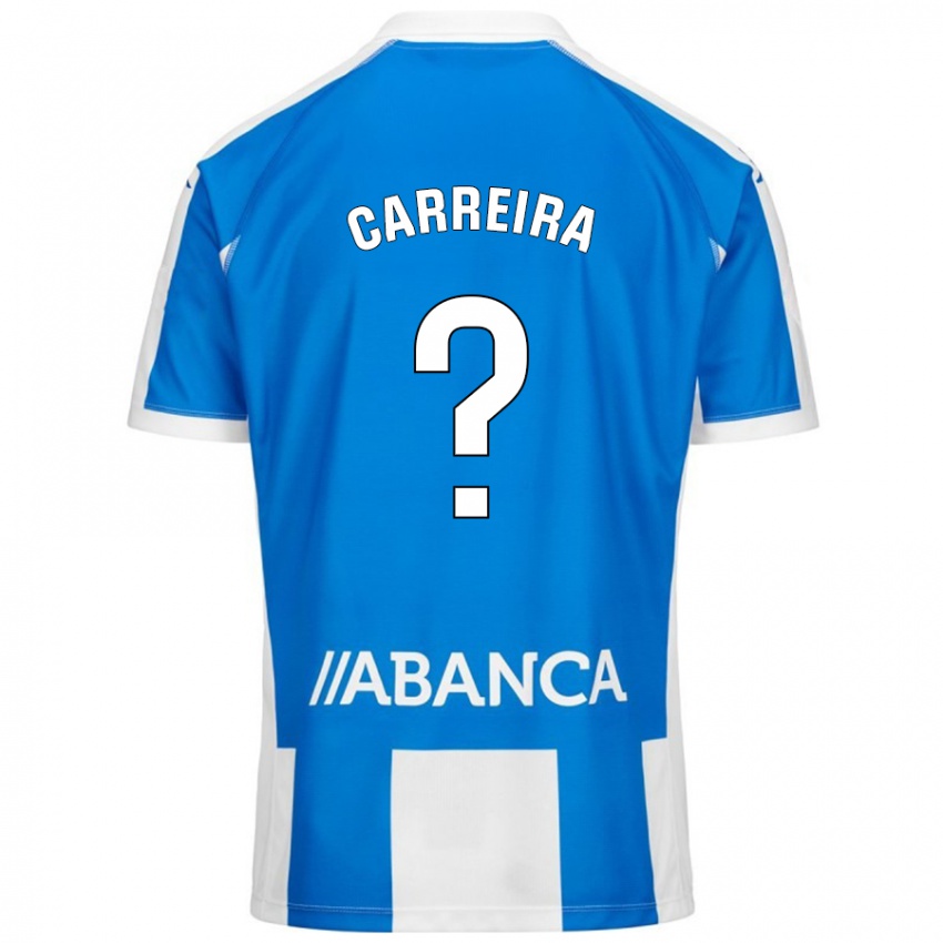 Niño Camiseta David Carreira #0 Azul Blanco 1ª Equipación 2024/25 La Camisa Chile