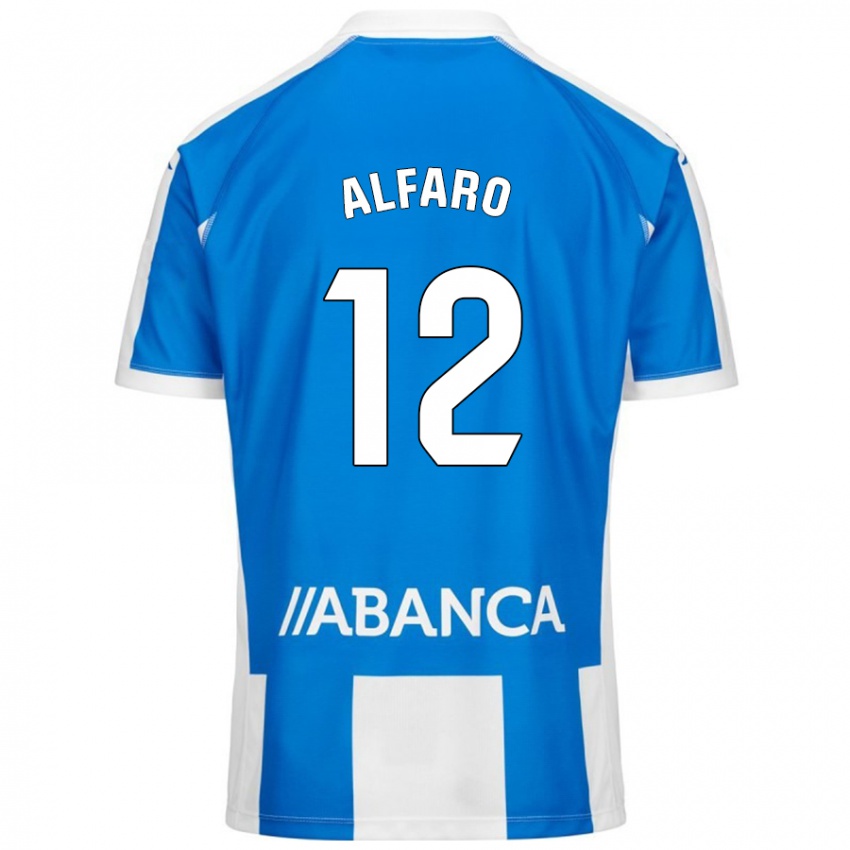 Niño Camiseta Alejandro Alfaro #12 Azul Blanco 1ª Equipación 2024/25 La Camisa Chile