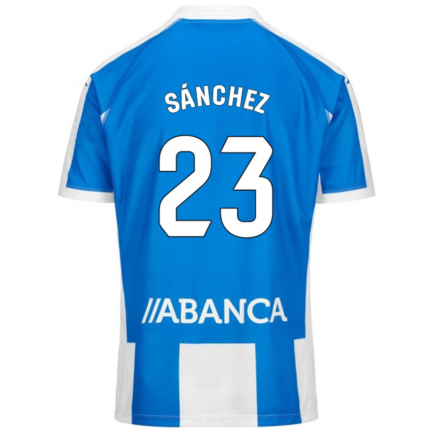 Niño Camiseta Kevin Sánchez #23 Azul Blanco 1ª Equipación 2024/25 La Camisa Chile