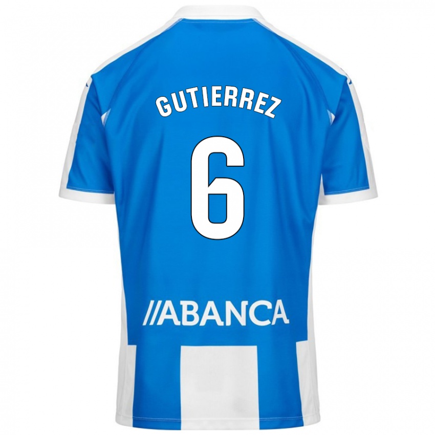 Niño Camiseta Paula Gutiérrez #6 Azul Blanco 1ª Equipación 2024/25 La Camisa Chile