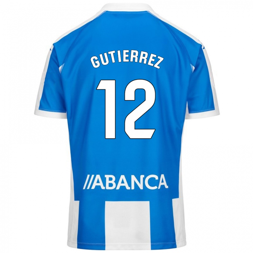 Niño Camiseta Laura Gutiérrez #12 Azul Blanco 1ª Equipación 2024/25 La Camisa Chile