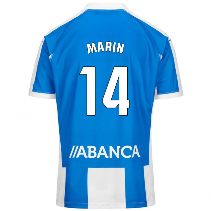 Niño Camiseta Ainhoa Marín #14 Azul Blanco 1ª Equipación 2024/25 La Camisa Chile