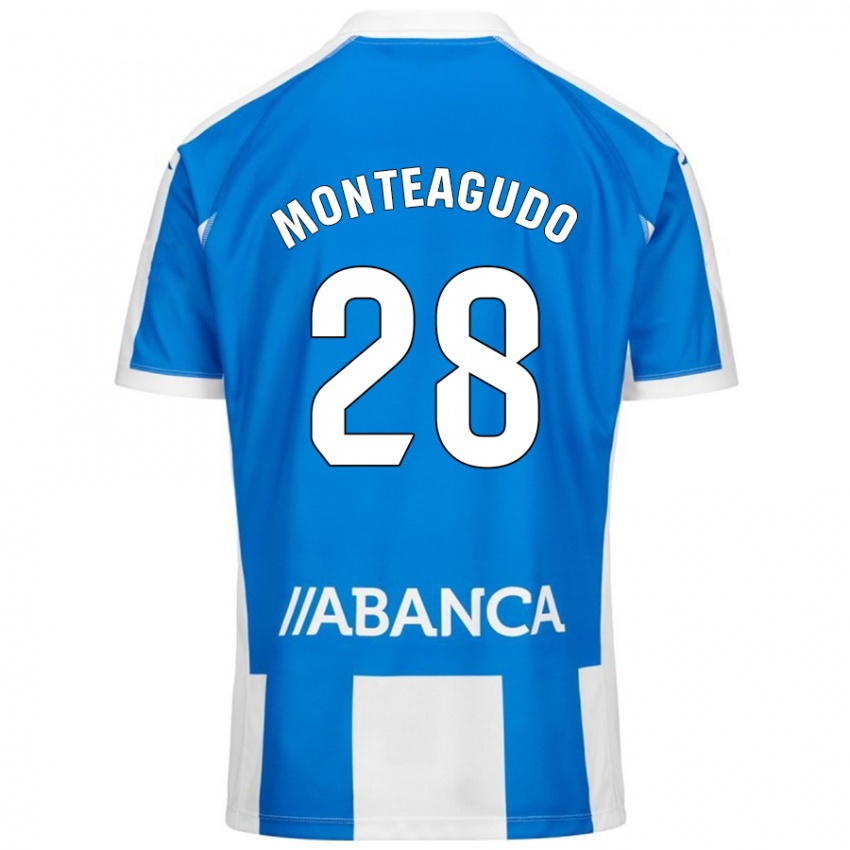 Niño Camiseta Paula Monteagudo #28 Azul Blanco 1ª Equipación 2024/25 La Camisa Chile