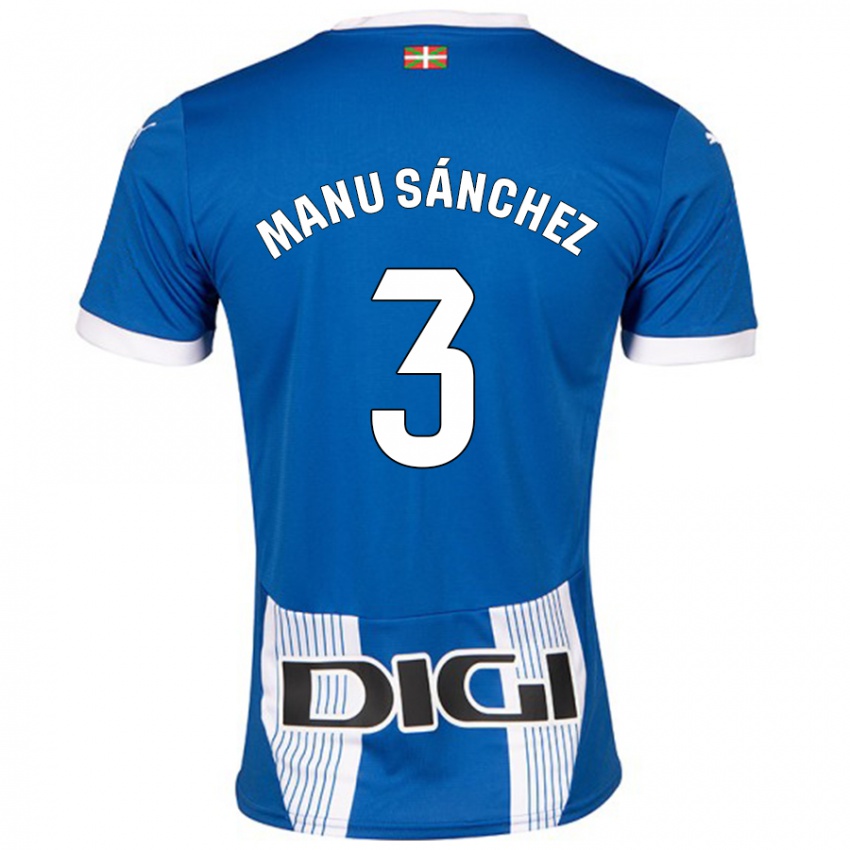 Niño Camiseta Manu Sanchez #3 Azul 1ª Equipación 2024/25 La Camisa Chile