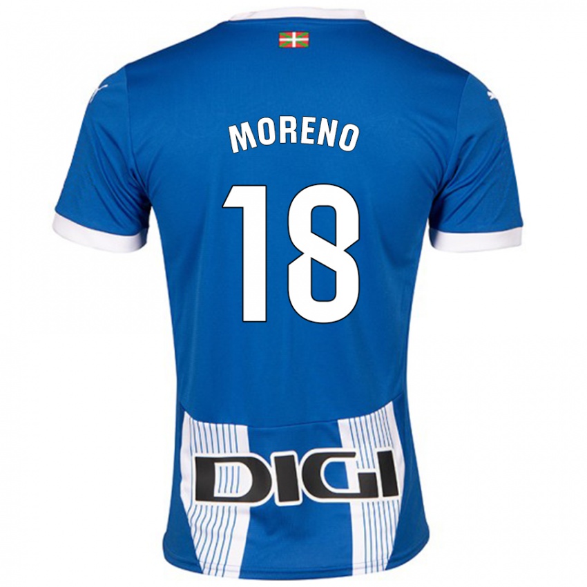 Niño Camiseta Laura Moreno #18 Azul 1ª Equipación 2024/25 La Camisa Chile