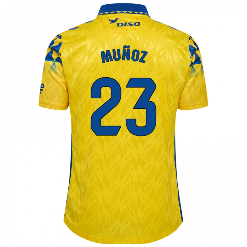 Niño Camiseta Álex Muñoz #23 Amarillo Azul 1ª Equipación 2024/25 La Camisa Chile