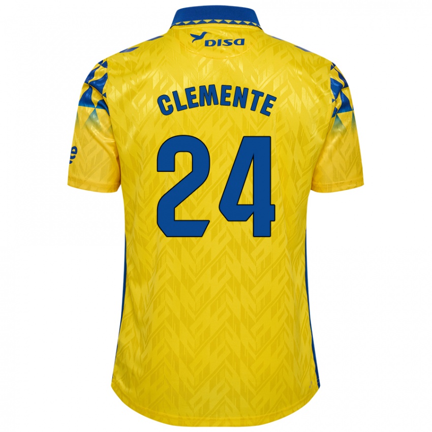 Niño Camiseta Enrique Clemente #24 Amarillo Azul 1ª Equipación 2024/25 La Camisa Chile