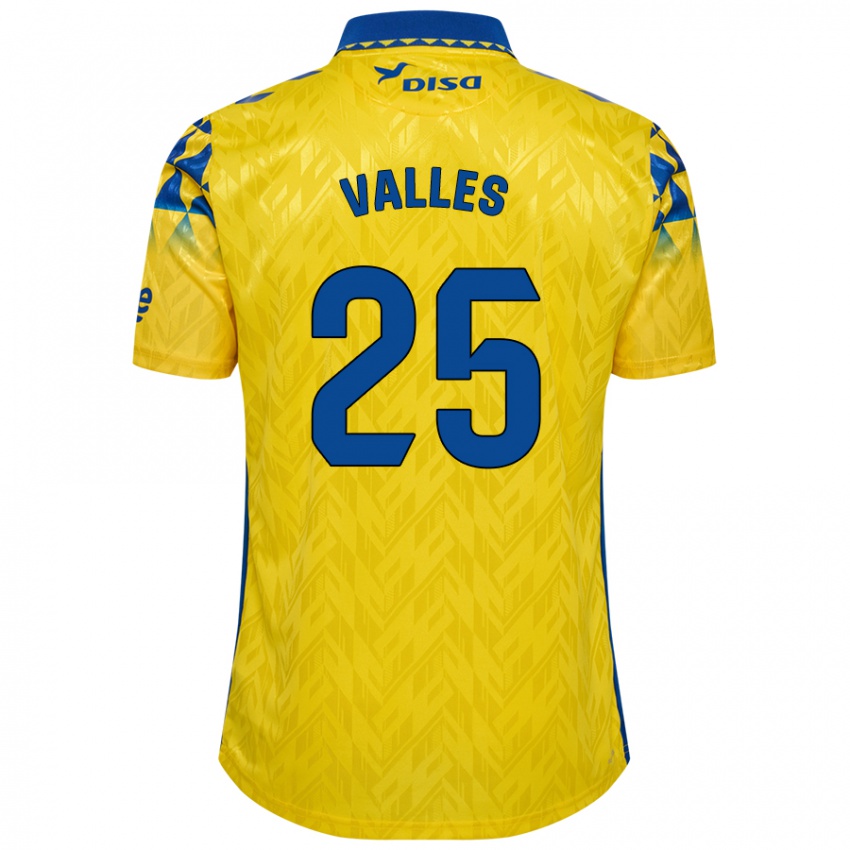 Niño Camiseta Álvaro Valles #25 Amarillo Azul 1ª Equipación 2024/25 La Camisa Chile