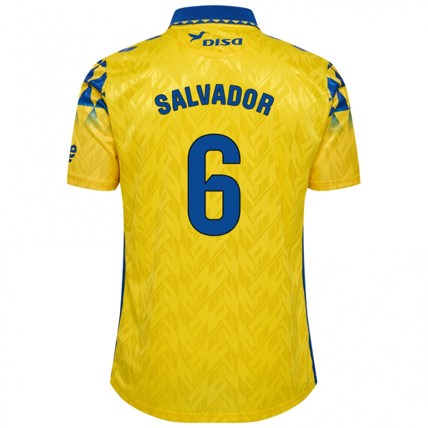 Niño Camiseta Pol Salvador #6 Amarillo Azul 1ª Equipación 2024/25 La Camisa Chile