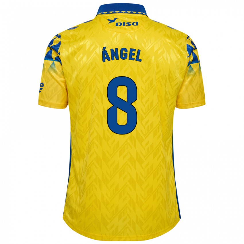 Niño Camiseta José Ángel #8 Amarillo Azul 1ª Equipación 2024/25 La Camisa Chile