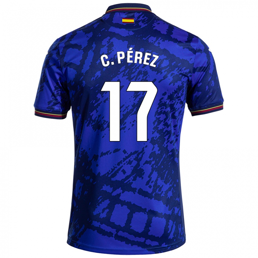 Niño Camiseta Carles Perez #17 Azul Más Oscuro 1ª Equipación 2024/25 La Camisa Chile