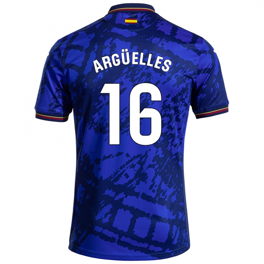 Niño Camiseta David Argüelles #16 Azul Más Oscuro 1ª Equipación 2024/25 La Camisa Chile