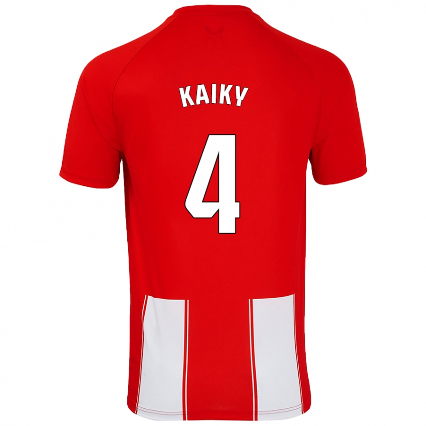 Niño Camiseta Kaiky #4 Rojo Blanco 1ª Equipación 2024/25 La Camisa Chile