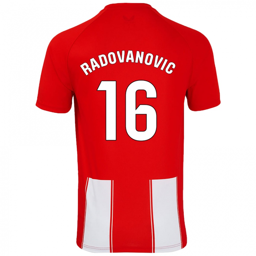 Niño Camiseta Aleksandar Radovanovic #16 Rojo Blanco 1ª Equipación 2024/25 La Camisa Chile