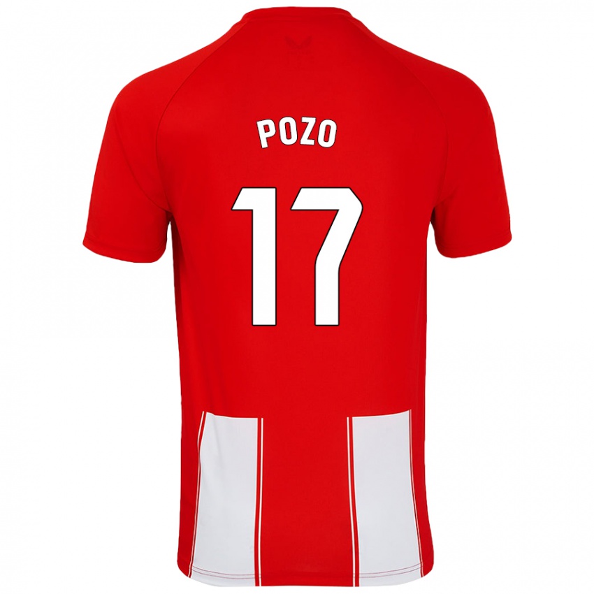 Niño Camiseta Álex Pozo #17 Rojo Blanco 1ª Equipación 2024/25 La Camisa Chile