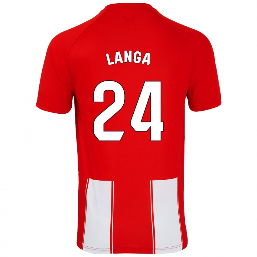 Niño Camiseta Bruno Langa #24 Rojo Blanco 1ª Equipación 2024/25 La Camisa Chile