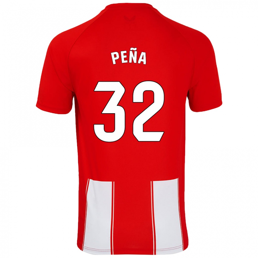 Niño Camiseta Marcos Peña #32 Rojo Blanco 1ª Equipación 2024/25 La Camisa Chile