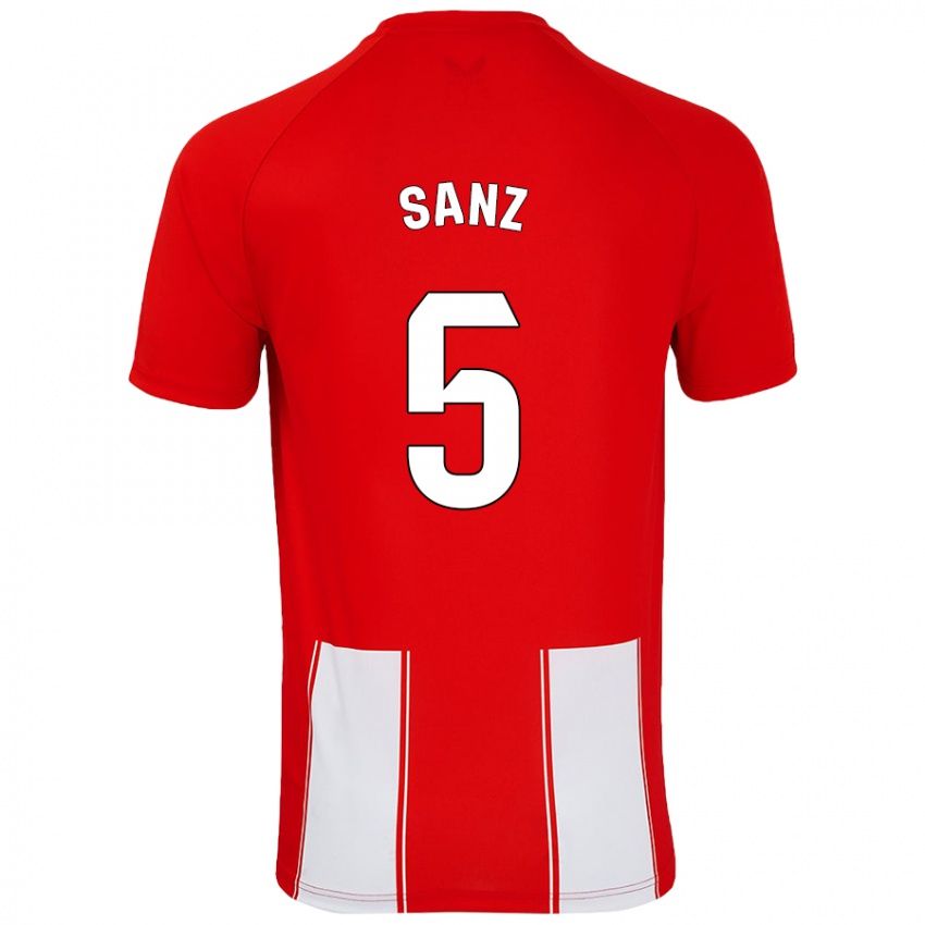 Niño Camiseta Paco Sanz #5 Rojo Blanco 1ª Equipación 2024/25 La Camisa Chile