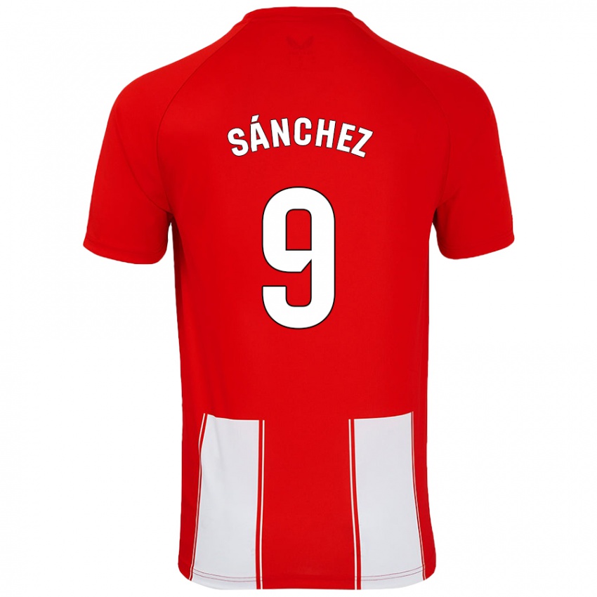 Niño Camiseta Loren Sánchez #9 Rojo Blanco 1ª Equipación 2024/25 La Camisa Chile