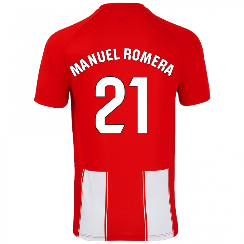 Niño Camiseta José Manuel Romera #21 Rojo Blanco 1ª Equipación 2024/25 La Camisa Chile