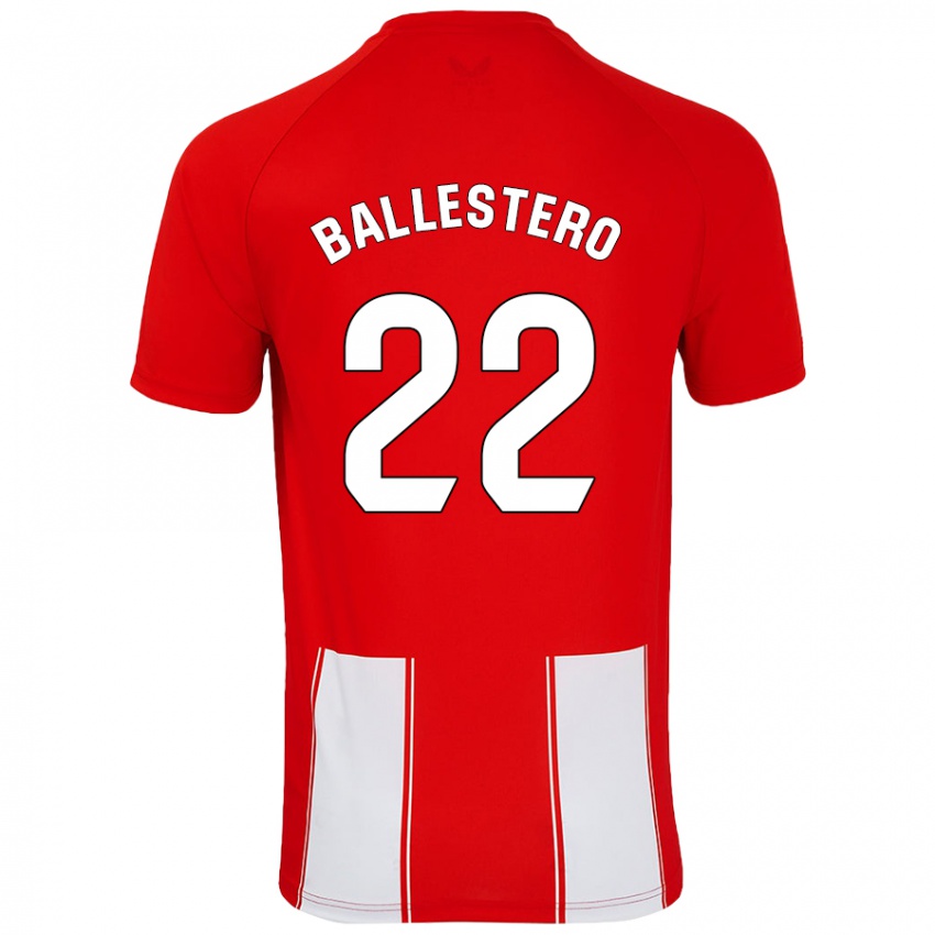 Niño Camiseta Carlos Ballestero #22 Rojo Blanco 1ª Equipación 2024/25 La Camisa Chile