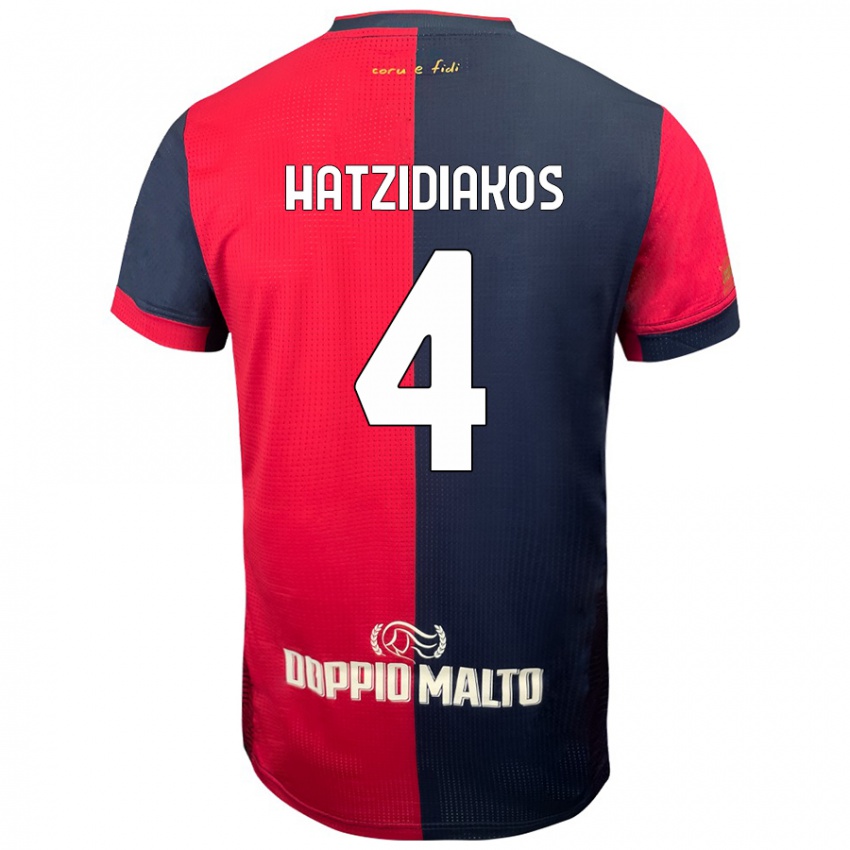 Niño Camiseta Pantelis Hatzidiakos #4 Rojo Azul Más Oscuro 1ª Equipación 2024/25 La Camisa Chile