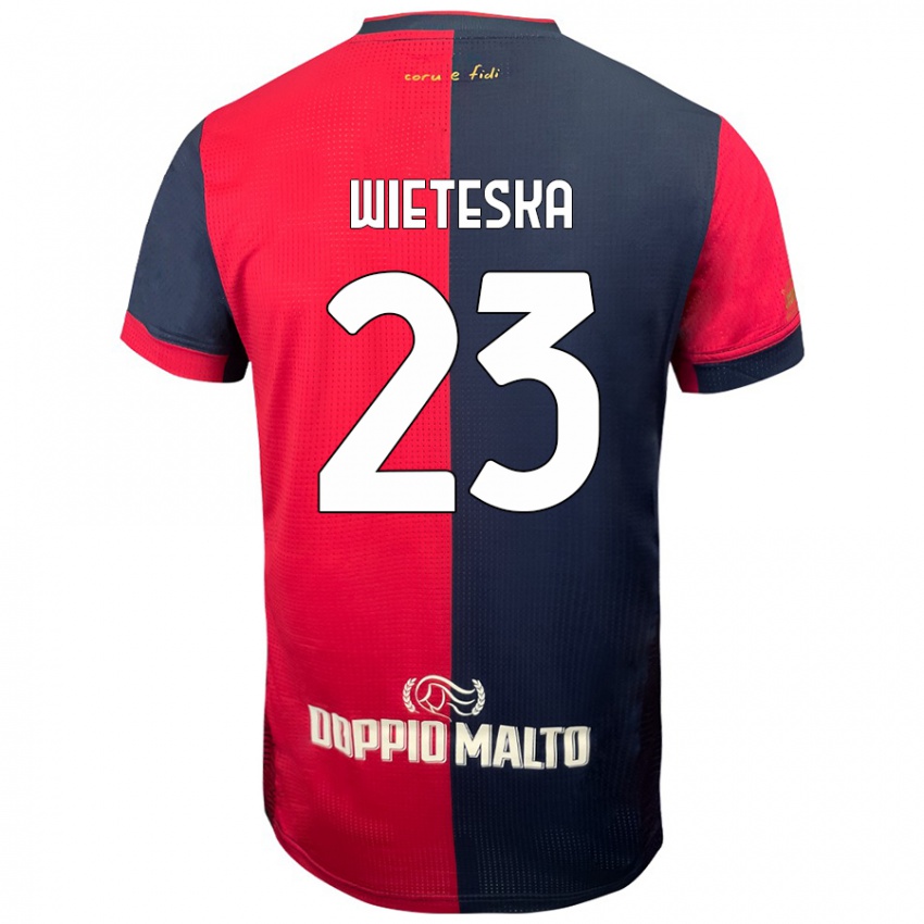 Niño Camiseta Mateusz Wieteska #23 Rojo Azul Más Oscuro 1ª Equipación 2024/25 La Camisa Chile