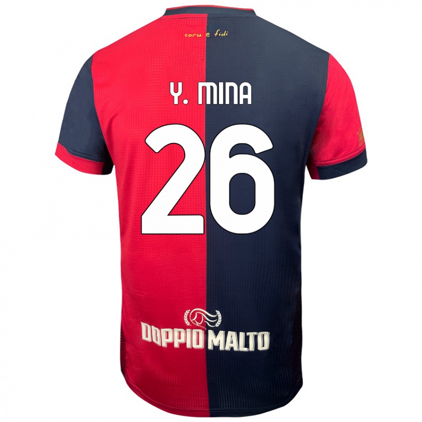 Niño Camiseta Yerry Mina #26 Rojo Azul Más Oscuro 1ª Equipación 2024/25 La Camisa Chile