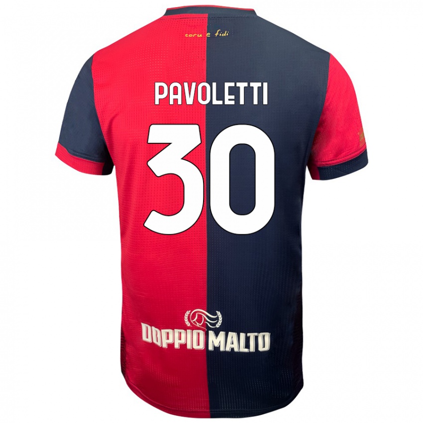 Niño Camiseta Leonardo Pavoletti #30 Rojo Azul Más Oscuro 1ª Equipación 2024/25 La Camisa Chile