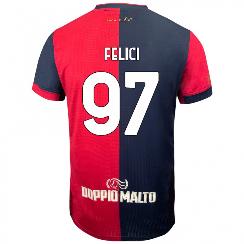 Niño Camiseta Mattia Felici #97 Rojo Azul Más Oscuro 1ª Equipación 2024/25 La Camisa Chile