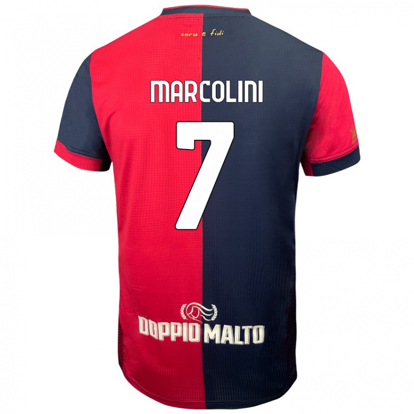 Niño Camiseta Diego Marcolini #7 Rojo Azul Más Oscuro 1ª Equipación 2024/25 La Camisa Chile